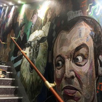 Portrait of Father Noel Furlong (Graham Norton) in the Father Ted mural.